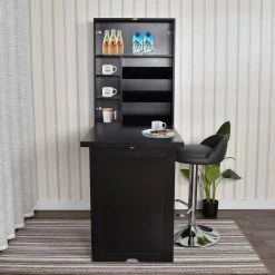 24 in. Black Retangular Wood Computer Desk with 2-Adjustable Shelves by Siavonce -OS Home Sales Shop black siavonce floating desks ly y fx96bk 31 1000