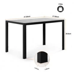 Suitable For Small Apartment Light Luxury Nordic Style Glass Table Top Dining Table Plus Four Black PU Chairs by Siavonce -OS Home Sales Shop black siavonce kitchen dining tables dm y w442s00001 c3 1000