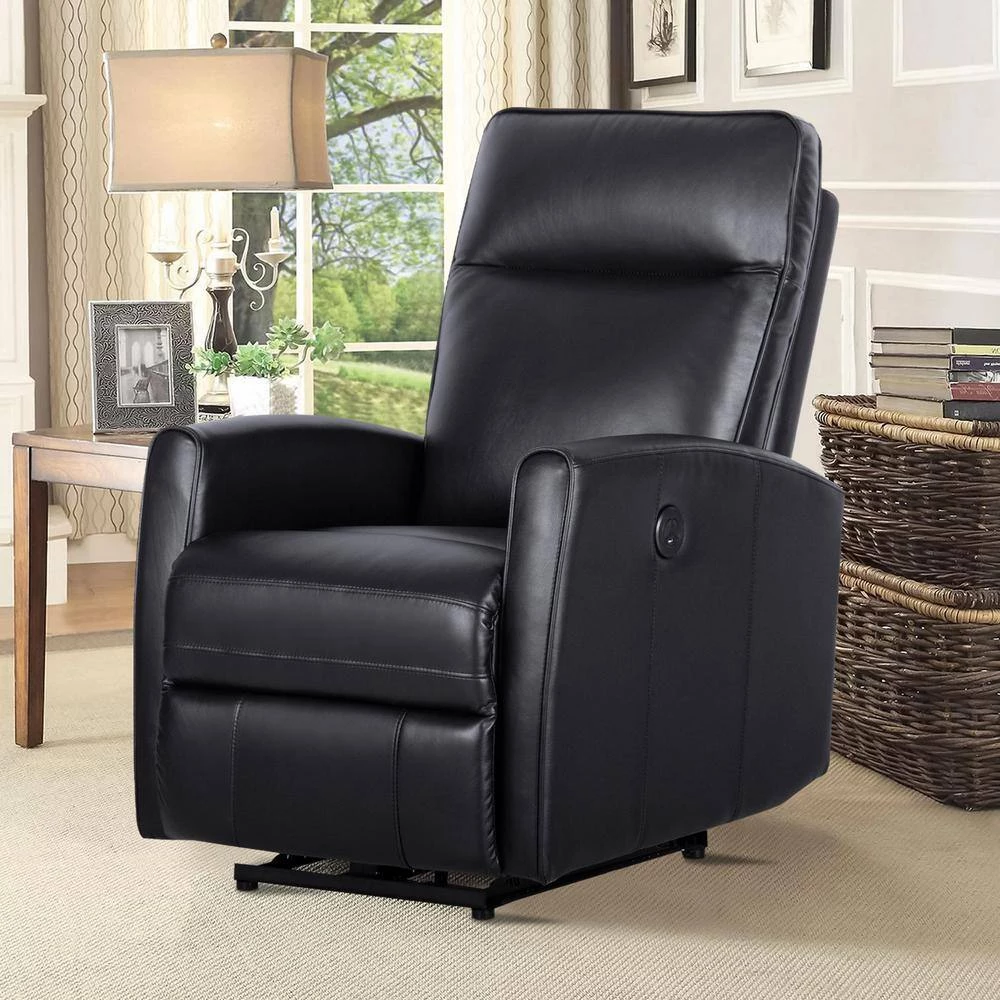 Malmo 37 in. W Black Big and Tall Leather and PVC Recliner by Siavonce 8 Malmo 37 in. W Black Big and Tall Leather and PVC Recliner by Siavonce - Image 6