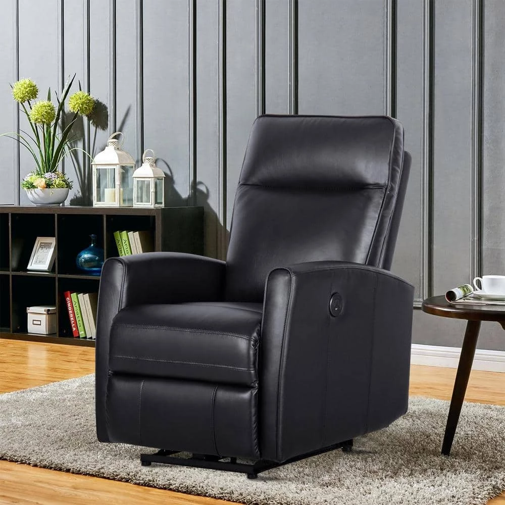 Malmo 37 in. W Black Big and Tall Leather and PVC Recliner by Siavonce 9 Malmo 37 in. W Black Big and Tall Leather and PVC Recliner by Siavonce - Image 7