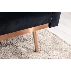 63.7 in. Square Arm Velvet Accent Sofa Straight Loveseat Sofa with Rose Gold Metal Feet Black by Siavonce -OS Home Sales Shop black siavonce sofas couches cm y w39537171 1f 1000