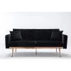 63.7 in. Square Arm Velvet Accent Sofa Straight Loveseat Sofa with Rose Gold Metal Feet Black by Siavonce -OS Home Sales Shop black siavonce sofas couches cm y w39537171 64 1000