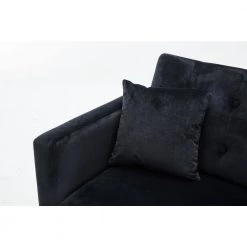 63.7 in. Square Arm Velvet Accent Sofa Straight Loveseat Sofa with Rose Gold Metal Feet Black by Siavonce -OS Home Sales Shop black siavonce sofas couches cm y w39537171 a0 1000