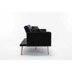 63.7 in. Square Arm Velvet Accent Sofa Straight Loveseat Sofa with Rose Gold Metal Feet Black by Siavonce -OS Home Sales Shop black siavonce sofas couches cm y w39537171 d4 1000