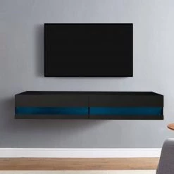 16.5 in Width Black Wall-Mounted Modern TV Cabinet with 20 Colors of LED Lights Fits TV's up to 80 in by Siavonce -OS Home Sales Shop black siavonce tv stands jf y w33128748 44 1000