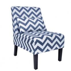Blue Stripe Foam Ergonomical Upholstered Side Chair with Lumbar Pillow by Siavonce -OS Home Sales Shop blue siavonce accent chairs ly fx31 bl 44 1000
