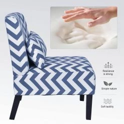 Blue Stripe Foam Ergonomical Upholstered Side Chair with Lumbar Pillow by Siavonce -OS Home Sales Shop blue siavonce accent chairs ly fx31 bl 4f 1000
