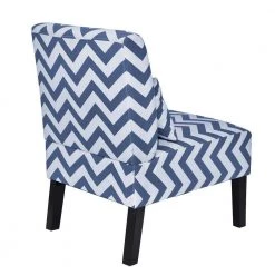 Blue Stripe Foam Ergonomical Upholstered Side Chair with Lumbar Pillow by Siavonce -OS Home Sales Shop blue siavonce accent chairs ly fx31 bl 66 1000
