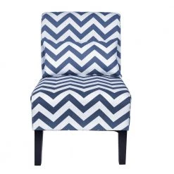 Blue Stripe Foam Ergonomical Upholstered Side Chair with Lumbar Pillow by Siavonce -OS Home Sales Shop blue siavonce accent chairs ly fx31 bl 76 1000