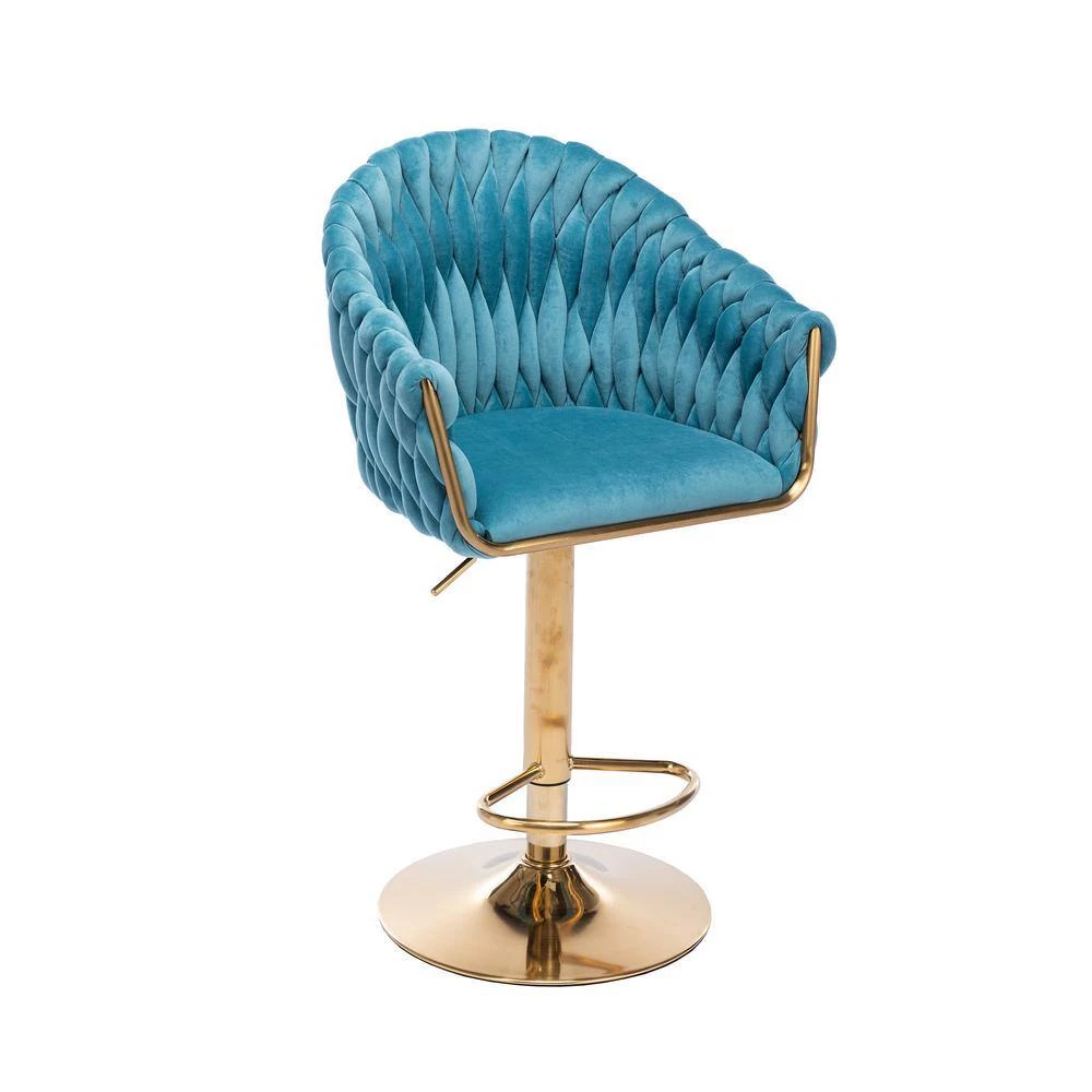 Metal Vintage Bar Stools with Back and Footrest Counter Height Dining Chairs Blue by Siavonce 6 Metal Vintage Bar Stools with Back and Footrest Counter Height Dining Chairs Blue by Siavonce - Image 4