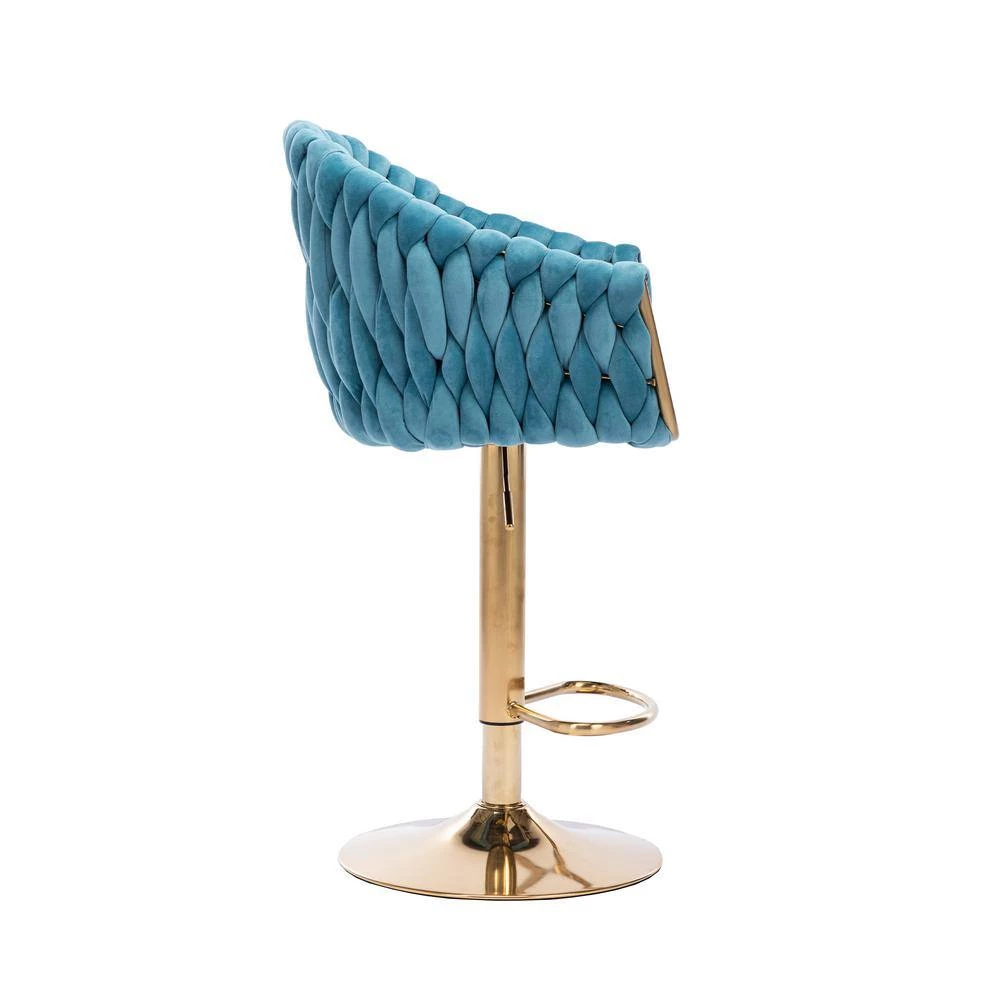 Metal Vintage Bar Stools with Back and Footrest Counter Height Dining Chairs Blue by Siavonce 5 Metal Vintage Bar Stools with Back and Footrest Counter Height Dining Chairs Blue by Siavonce - Image 3