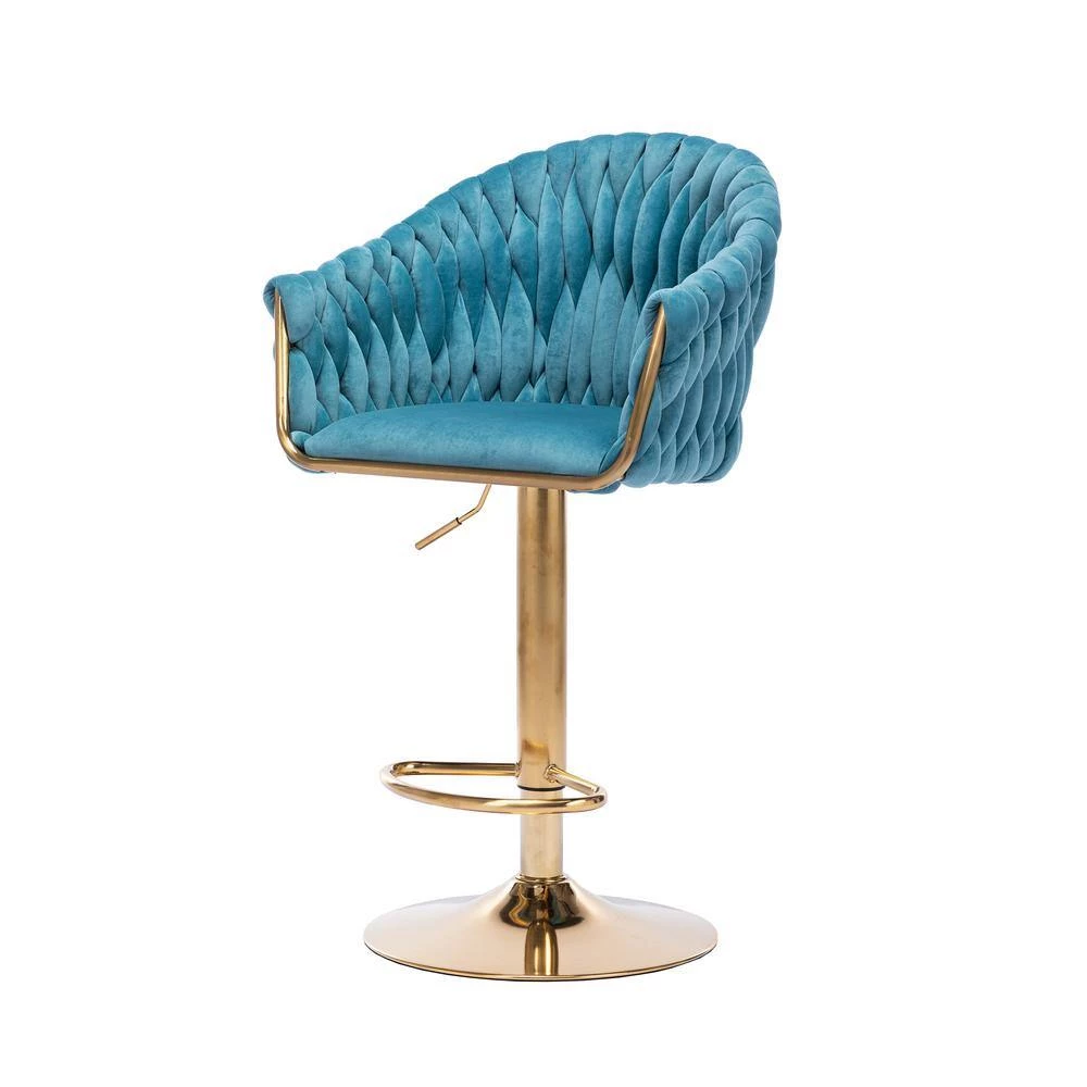 Metal Vintage Bar Stools with Back and Footrest Counter Height Dining Chairs Blue by Siavonce 7 Metal Vintage Bar Stools with Back and Footrest Counter Height Dining Chairs Blue by Siavonce - Image 5