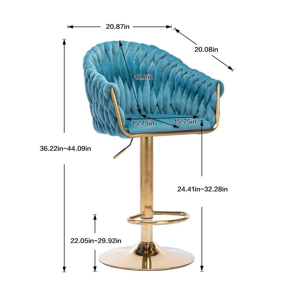 Metal Vintage Bar Stools with Back and Footrest Counter Height Dining Chairs Blue by Siavonce 9 Metal Vintage Bar Stools with Back and Footrest Counter Height Dining Chairs Blue by Siavonce - Image 7