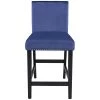 Blue Plus Black Legs Wooden Counter Height Upholstered Dining Chairs for Small Places 4-Pieces by Siavonce
