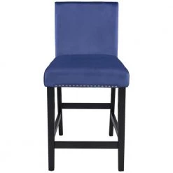 Blue Plus Black Legs Wooden Counter Height Upholstered Dining Chairs for Small Places 4-Pieces by Siavonce