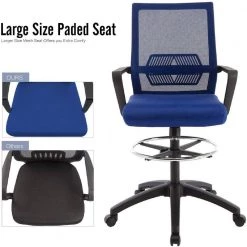 22.5 in. Width Standard Blue Breathable Mesh Backrest Drafting Chair with Adjustable Height by Siavonce -OS Home Sales Shop blue siavonce drafting chairs ly yx fx050 bl 44 1000