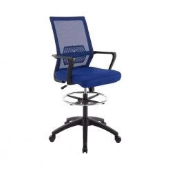 22.5 in. Width Standard Blue Breathable Mesh Backrest Drafting Chair with Adjustable Height by Siavonce
