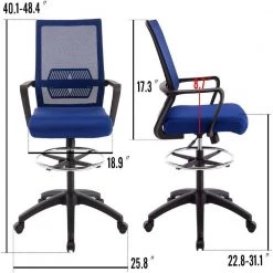 22.5 in. Width Standard Blue Breathable Mesh Backrest Drafting Chair with Adjustable Height by Siavonce -OS Home Sales Shop blue siavonce drafting chairs ly yx fx050 bl c3 1000