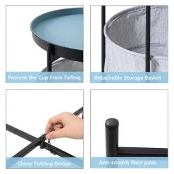 MX 18.2 in. Blue Round Metal Top End Table with Fabric Storage Basket by Siavonce 15 MX 18.2 in. Blue Round Metal Top End Table with Fabric Storage Basket by Siavonce -OS Home Sales Shop blue siavonce end side tables mx k u200244 1f 1000