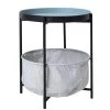 MX 18.2 in. Blue Round Metal Top End Table with Fabric Storage Basket by Siavonce -OS Home Sales Shop blue siavonce end side tables mx k u200244 64 1000