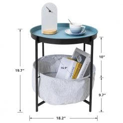 MX 18.2 in. Blue Round Metal Top End Table with Fabric Storage Basket by Siavonce 13 MX 18.2 in. Blue Round Metal Top End Table with Fabric Storage Basket by Siavonce -OS Home Sales Shop blue siavonce end side tables mx k u200244 c3 1000