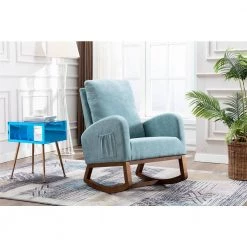 Blue Upholstery Comfortable Rocking Chair Living Room Chair with Wood Leg Material by Siavonce 19 Blue Upholstery Comfortable Rocking Chair Living Room Chair with Wood Leg Material by Siavonce -OS Home Sales Shop blue siavonce rockers gliders ottomans dj y w39529309 31 1000