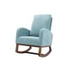 Blue Upholstery Comfortable Rocking Chair Living Room Chair with Wood Leg Material by Siavonce