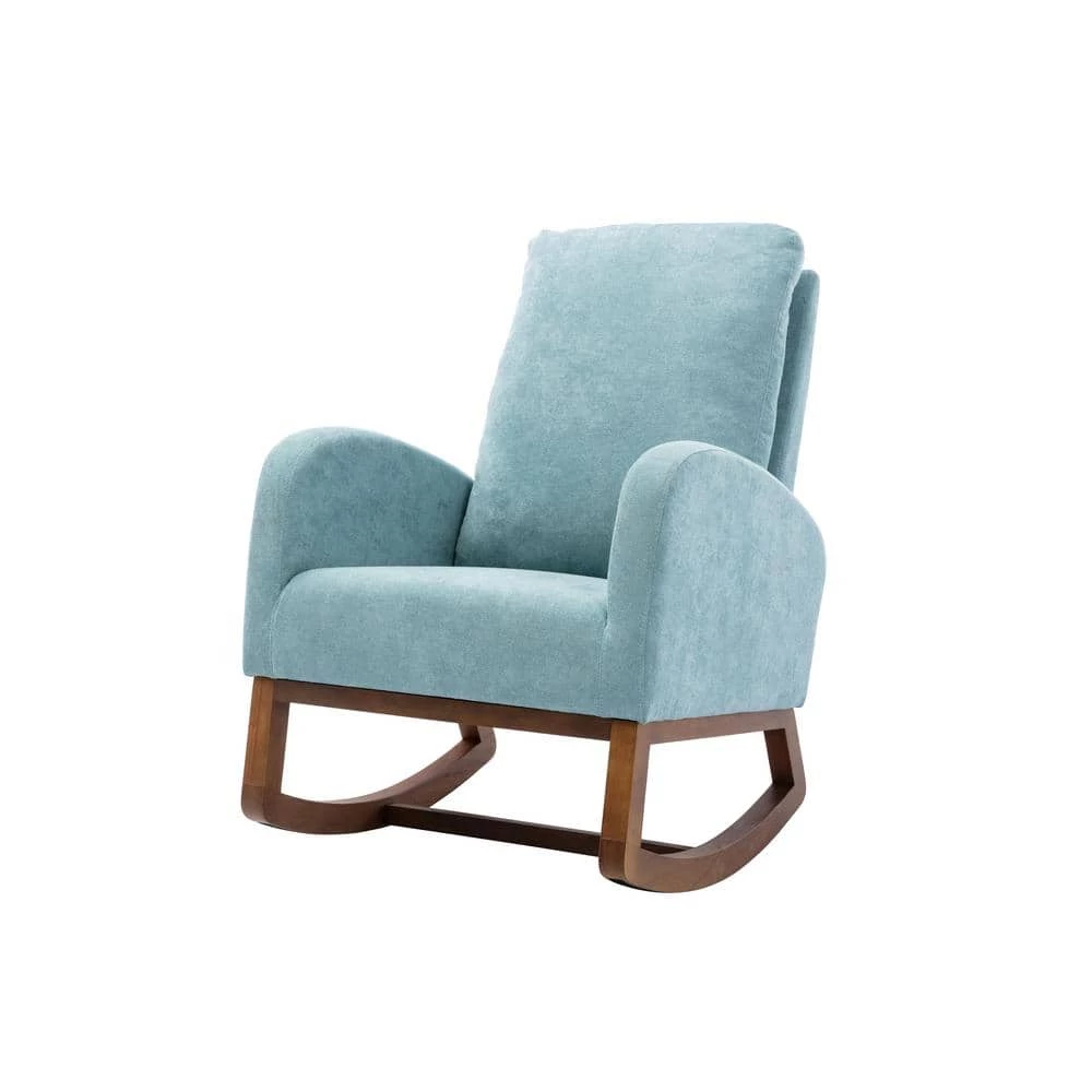 Blue Upholstery Comfortable Rocking Chair Living Room Chair with Wood Leg Material by Siavonce 3 Blue Upholstery Comfortable Rocking Chair Living Room Chair with Wood Leg Material by Siavonce