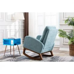 Blue Upholstery Comfortable Rocking Chair Living Room Chair with Wood Leg Material by Siavonce 17 Blue Upholstery Comfortable Rocking Chair Living Room Chair with Wood Leg Material by Siavonce -OS Home Sales Shop blue siavonce rockers gliders ottomans dj y w39529309 fa 1000