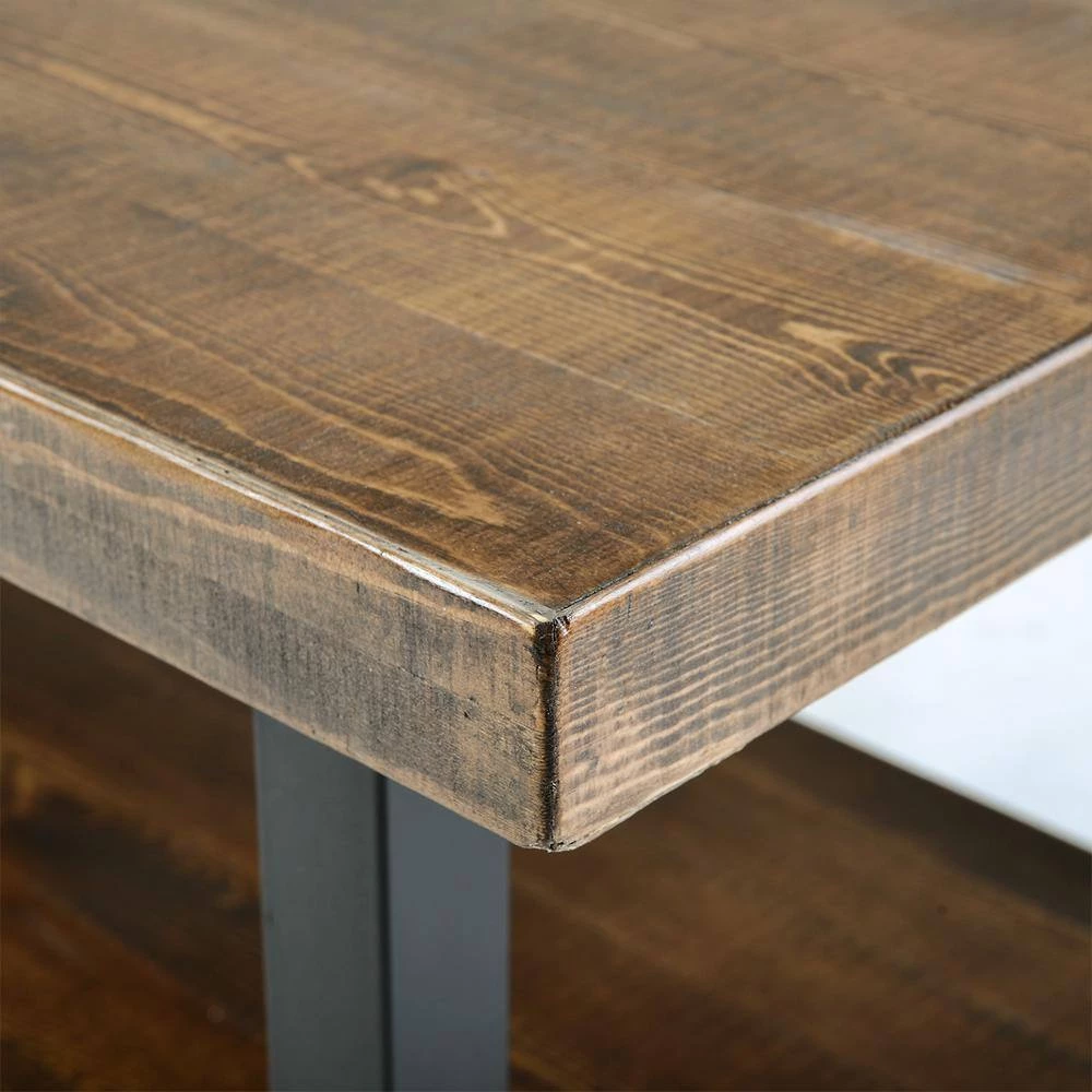 42 .1 in. Brown Rustic Natural Rectangle Wood Coffee Table with Storage Shelf by Siavonce 10 42 .1 in. Brown Rustic Natural Rectangle Wood Coffee Table with Storage Shelf by Siavonce - Image 8