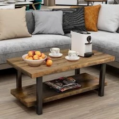 42 .1 in. Brown Rustic Natural Rectangle Wood Coffee Table with Storage Shelf by Siavonce 27 42 .1 in. Brown Rustic Natural Rectangle Wood Coffee Table with Storage Shelf by Siavonce -OS Home Sales Shop brown black siavonce coffee tables t y wf192551aad 31 1000