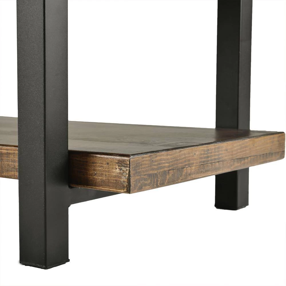 42 .1 in. Brown Rustic Natural Rectangle Wood Coffee Table with Storage Shelf by Siavonce 11 42 .1 in. Brown Rustic Natural Rectangle Wood Coffee Table with Storage Shelf by Siavonce - Image 9