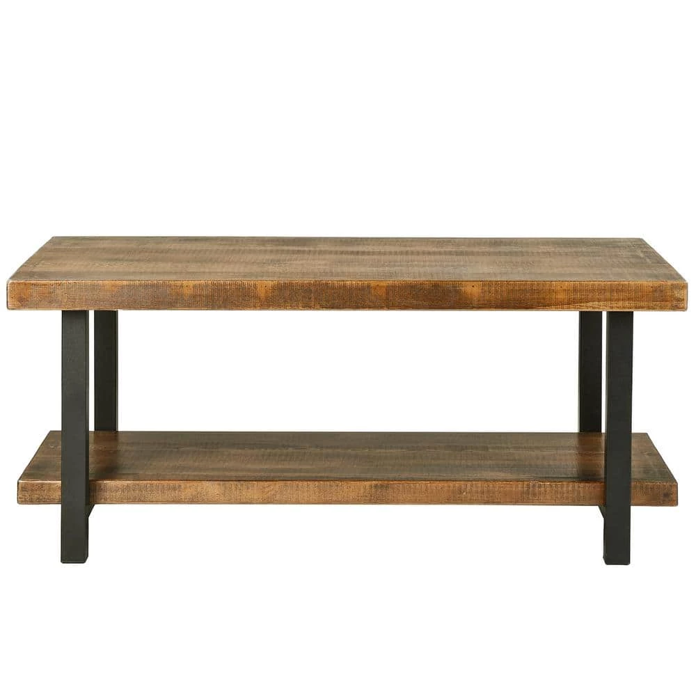 42 .1 in. Brown Rustic Natural Rectangle Wood Coffee Table with Storage Shelf by Siavonce 3 42 .1 in. Brown Rustic Natural Rectangle Wood Coffee Table with Storage Shelf by Siavonce