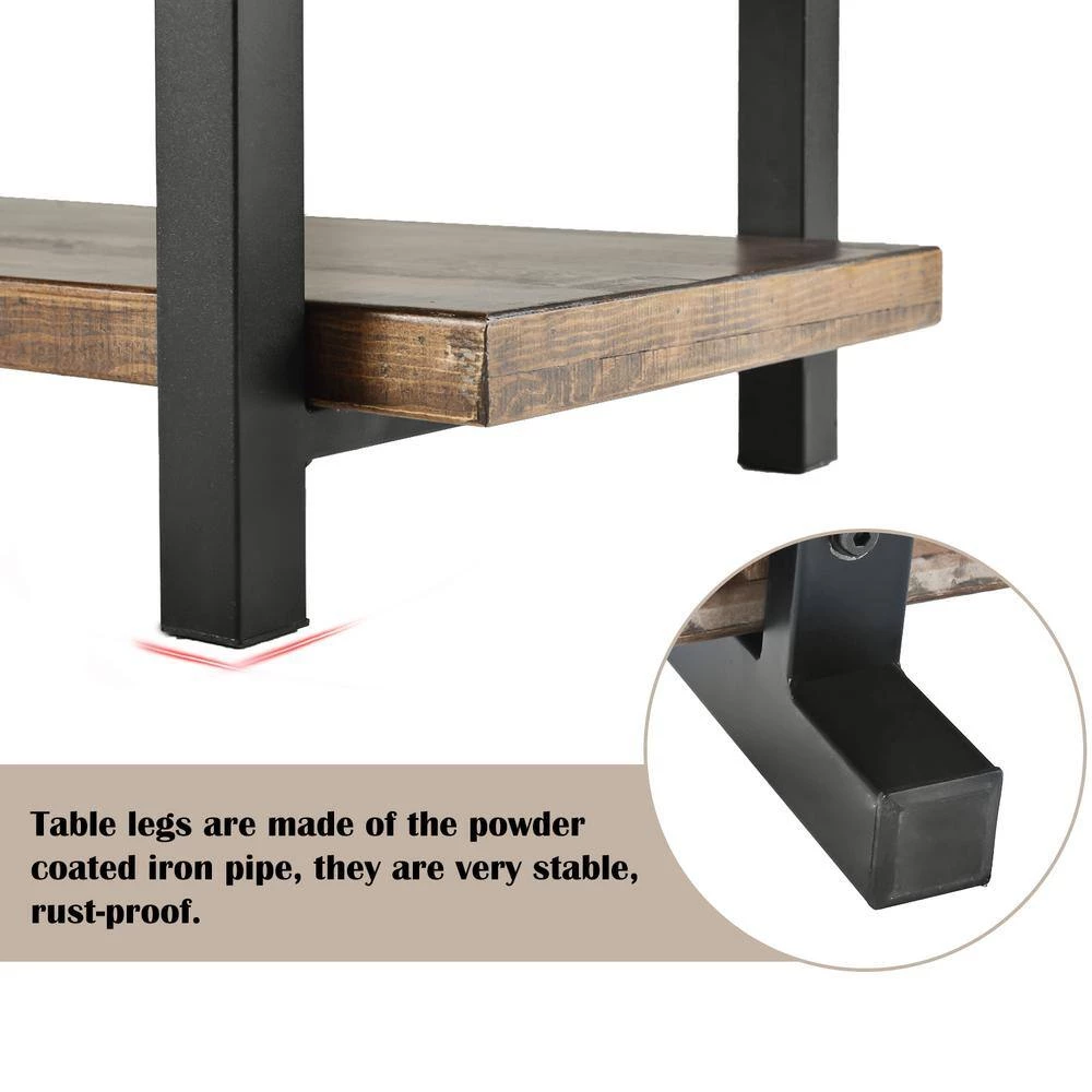 42 .1 in. Brown Rustic Natural Rectangle Wood Coffee Table with Storage Shelf by Siavonce 12 42 .1 in. Brown Rustic Natural Rectangle Wood Coffee Table with Storage Shelf by Siavonce - Image 10