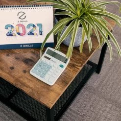 42 in. Large Rustic Brown Wood Rectangle Coffee Table with Mesh Shelf Storage And Steel Frame by Siavonce -OS Home Sales Shop brown black siavonce coffee tables xyd y tmyl d012 4f 1000