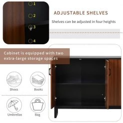 Brown Large Storage Space Sideboard with Adjustable Shelves for Entryway, Living Room and Kitchen by Siavonce -OS Home Sales Shop brown black siavonce sideboards buffet tables t y wf282889aad 1f 1000