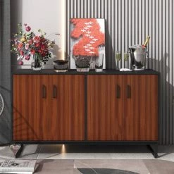 Brown Large Storage Space Sideboard with Adjustable Shelves for Entryway, Living Room and Kitchen by Siavonce -OS Home Sales Shop brown black siavonce sideboards buffet tables t y wf282889aad 31 1000