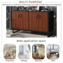 Brown Large Storage Space Sideboard with Adjustable Shelves for Entryway, Living Room and Kitchen by Siavonce -OS Home Sales Shop brown black siavonce sideboards buffet tables t y wf282889aad 44 1000