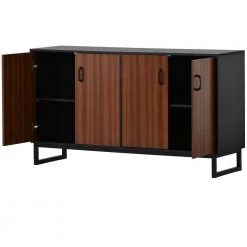 Brown Large Storage Space Sideboard with Adjustable Shelves for Entryway, Living Room and Kitchen by Siavonce -OS Home Sales Shop brown black siavonce sideboards buffet tables t y wf282889aad 77 1000