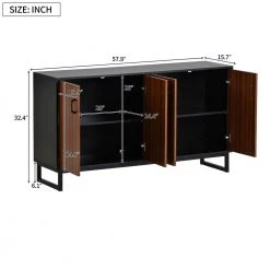 Brown Large Storage Space Sideboard with Adjustable Shelves for Entryway, Living Room and Kitchen by Siavonce -OS Home Sales Shop brown black siavonce sideboards buffet tables t y wf282889aad c3 1000