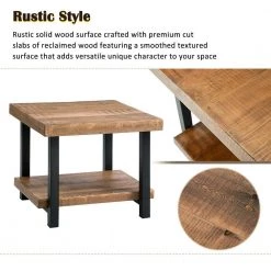 26 .4 in. Brown Rustic Natural Square Wood Coffee Table with Storage Shelf for Living Room by Siavonce -OS Home Sales Shop brown natural siavonce coffee tables t y wf192553aad 44 1000