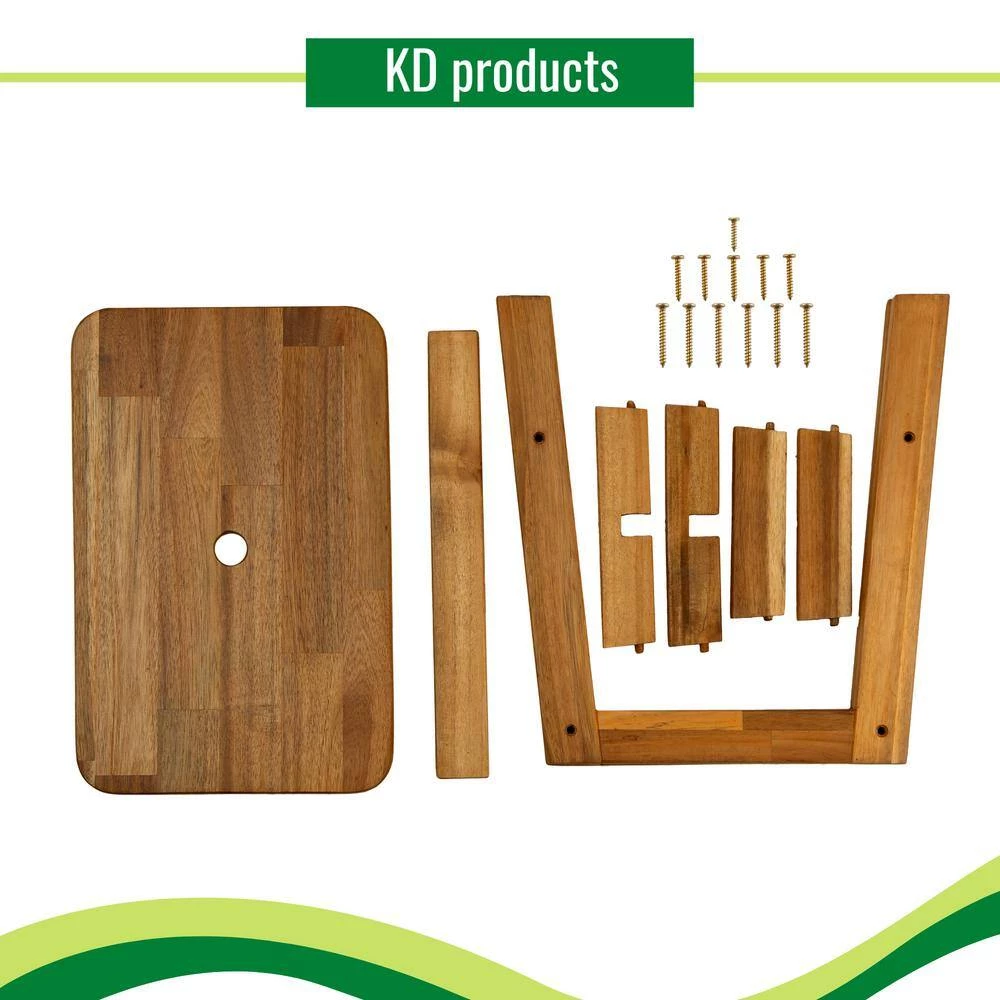 17.5 in. Natural Brown Acacia Wood Stool Rectangle Top Chairs For End Tables Sofas Living Room Sub-Stool by Siavonce 7 17.5 in. Natural Brown Acacia Wood Stool Rectangle Top Chairs For End Tables Sofas Living Room Sub-Stool by Siavonce - Image 5