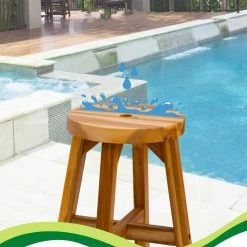 17.7 in. Natural Brown Acacia Wood Stool Round Top Chairs Best Ideas End Tables For Sofas Sub-Stool by Siavonce -OS Home Sales Shop brown siavonce bar stools bfn y w68535878 31 1000