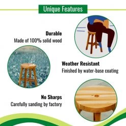 17.7 in. Natural Brown Acacia Wood Stool Round Top Chairs Best Ideas End Tables For Sofas Sub-Stool by Siavonce -OS Home Sales Shop brown siavonce bar stools bfn y w68535878 4f 1000