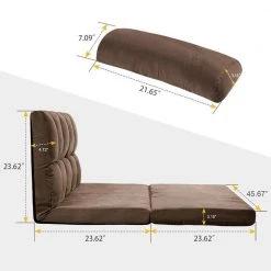 Double Chaise Lounge Sofa Floor Couch and Sofa with Two Pillows (Brown) by Siavonce -OS Home Sales Shop brown siavonce chaise lounges dj zc pp036317daa c3 1000