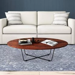 43 in.W Brown 12.8 in.H Oval Sandalwood Coffee Table with X-Shaped Iron Feet by Siavonce 13 43 in.W Brown 12.8 in.H Oval Sandalwood Coffee Table with X-Shaped Iron Feet by Siavonce -OS Home Sales Shop brown siavonce coffee tables jh y 00143bksw 31 1000