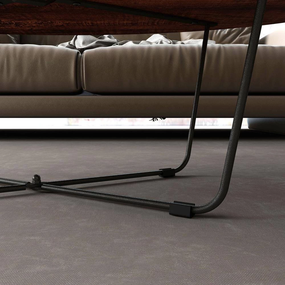 43 in.W Brown 12.8 in.H Oval Sandalwood Coffee Table with X-Shaped Iron Feet by Siavonce 6 43 in.W Brown 12.8 in.H Oval Sandalwood Coffee Table with X-Shaped Iron Feet by Siavonce - Image 4