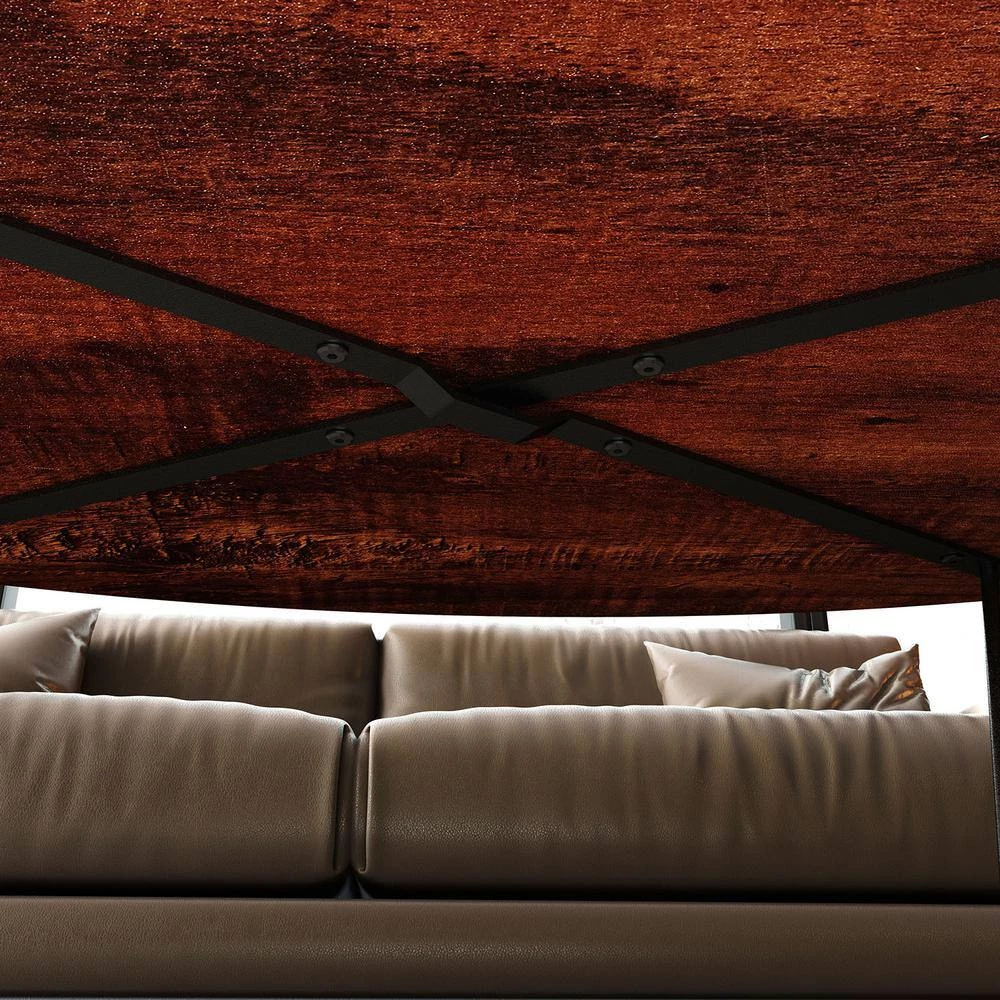 43 in.W Brown 12.8 in.H Oval Sandalwood Coffee Table with X-Shaped Iron Feet by Siavonce 5 43 in.W Brown 12.8 in.H Oval Sandalwood Coffee Table with X-Shaped Iron Feet by Siavonce - Image 3