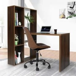 19.7 in. Width 2 in 1 Brown L-Shape Desktop Computer Desk With Shelves by Siavonce -OS Home Sales Shop brown siavonce computer desks d y d0102hpy6ua 31 1000