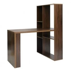 19.7 in. Width 2 in 1 Brown L-Shape Desktop Computer Desk With Shelves by Siavonce